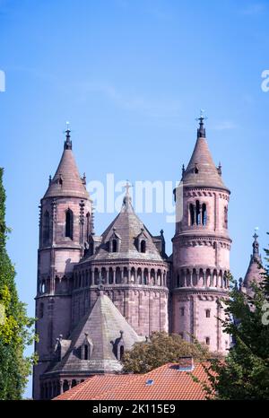 Torri della Cattedrale di San Pietro, Wormser Dom, Worms, Renania-Palatinato, Germania Foto Stock