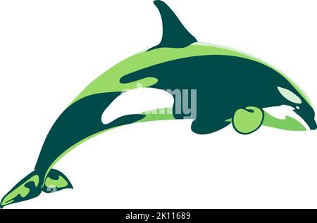 orca killer balena saltando pinne Illustrazione Vettoriale