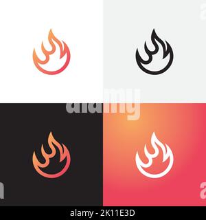 Modello di design del logo Fire. Icona di fiamma astratta Illustrazione Vettoriale