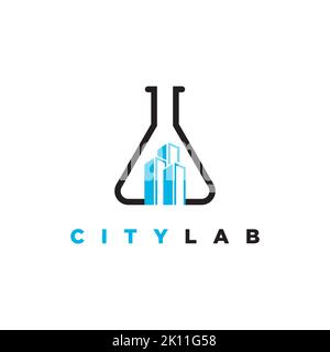 creazione con il modello vettoriale di progettazione del logo del simbolo del laboratorio. Ispirazione per il logo City Lab Illustrazione Vettoriale