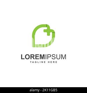 Ispirazione per il logo medico della sanità. Croce con simbolo foglia modello di logo Illustrazione Vettoriale