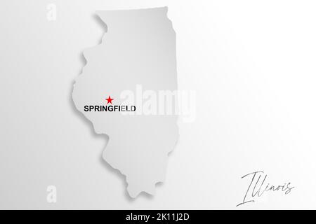 Mappa dell'Illinois isolata su sfondo bianco, rendering 3D Foto Stock