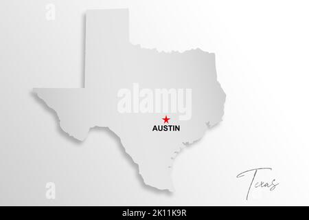 Mappa del Texas isolata su sfondo bianco, rendering 3D Foto Stock