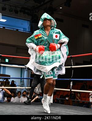 Tokyo, Giappone. 13th Set, 2022. Andy Hiraoka campione del Giappone prima del WBO Asia Pacific Super Lightweight Boxing Bout a Korakuen Hall a Tokyo, Giappone, 13 settembre 2022. Credit: Hiroaki Finito Yamaguchi/AFLO/Alamy Live News Foto Stock