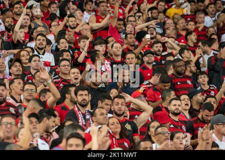 Rio de Janeiro, Brasile. 14th Set, 2022. Tifosi durante Flamengo x São Paulo si è tenuto allo Stadio Maracanã per la semifinale della Copa do Brasil 2022, nella notte di questo Mercoledì (14), a Rio de Janeiro, RJ. Credit: Celso Pupo/FotoArena/Alamy Live News Foto Stock