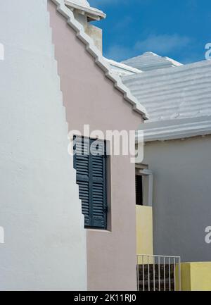 Quintessential Bermuda architettura pastelli primo piano Foto Stock