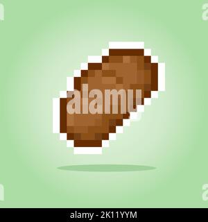 8-bit bread pixel. icona del cibo per le risorse di gioco in illustrazioni vettoriali. Illustrazione Vettoriale