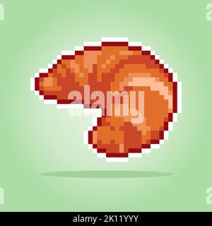 8-bit bread pixel. icona del cibo per le risorse di gioco in illustrazioni vettoriali. Illustrazione Vettoriale