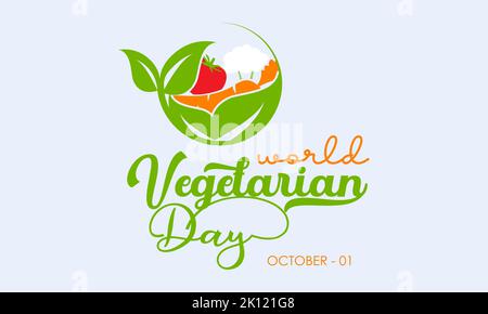 Concetto di disegno di illustrazione vettoriale della Giornata Mondiale Vegetariana osservato ogni 1st ottobre Illustrazione Vettoriale