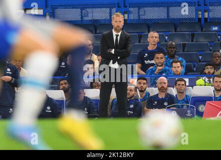 Londra, Regno Unito. 14th Set, 2022. 14 set 2022 - Chelsea contro RB Salzburg - UEFA Champions League - Gruppo e - Stamford Bridge Chelsea Manager Graham Potter durante la partita della Champions League a Stamford Bridge. Picture Credit: Notizie dal vivo su Mark Pain/Alamy Foto Stock