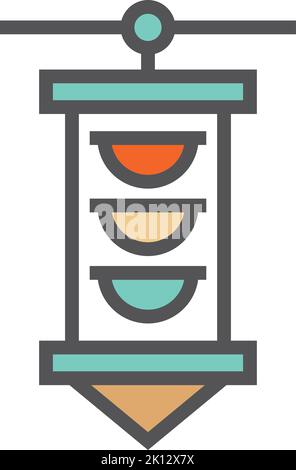 Icona a colori del semaforo. Segnale guida stradale Illustrazione Vettoriale