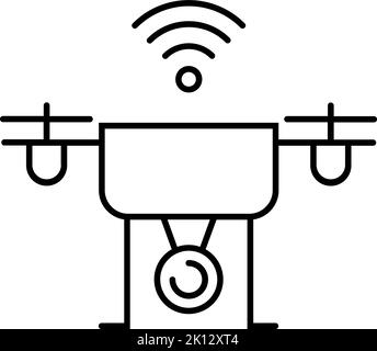 Drone icona UAV in un contorno sottile. Illustrazione vettoriale. Illustrazione Vettoriale