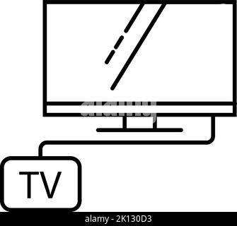 Icona della TV digitale con contorni sottili. Illustrazione vettoriale. Illustrazione Vettoriale