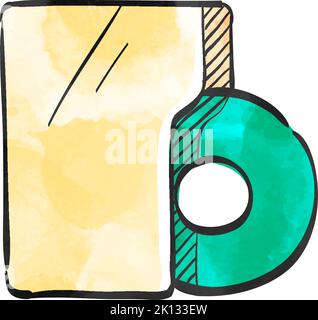 Icona dell'album musicale in stile acquerello. Illustrazione Vettoriale