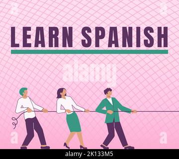 Testo che mostra ispirazione Impara lo spagnolo. Traduzione del concetto di Internet Lingua in Spagna dialetto vocabolario parlato Foto Stock