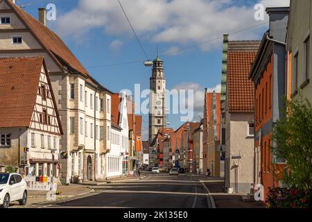 Schimmelturm in Lauingen Donau, Bayern, Deutschland | Schimmelturm torre in Lauingen, Baviera, Germania Foto Stock