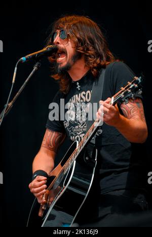 Dave Grohl - Foo Fighters, V2007, Hylands Park, Chelmsford, Essex, Regno Unito - 18 agosto 2007 Foto Stock