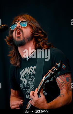 Dave Grohl - Foo Fighters, V2007, Hylands Park, Chelmsford, Essex, Regno Unito - 18 agosto 2007 Foto Stock