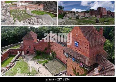 Il maestoso castello medievale di Turaida, paesaggio estivo. Parco Nazionale di Gauja, Sigulda, Lettonia (12) Foto Stock