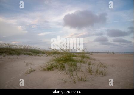 Dune di sabbia al tramonto, Holden Beach, North Carolina, Stati Uniti d'America, Nord America Foto Stock