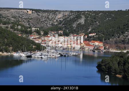 Punto di vista di Skradin Croazia Foto Stock