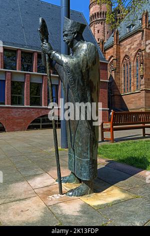 Denkmal, Burchard, 1000 - 1025, Bischof, Dom Sankt Peter, erbaut 12. Jahrhundert, Südseite *** Caption locale *** Europa, Germania, Renania-Palatinat Foto Stock