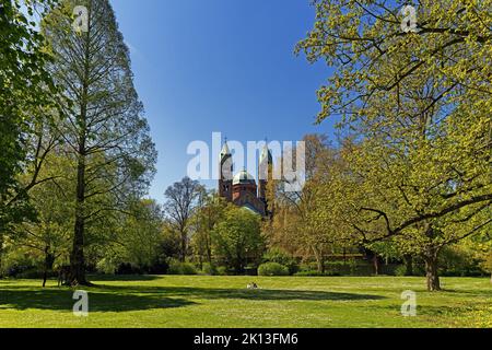 Domgarten, Dom zu Speyer, Kaiserdom, S. Maria und S. Stefano, geweiht 1061 *** Didattica locale *** Europa, Germania, Renania-Palatinato, Speyer, S. Foto Stock