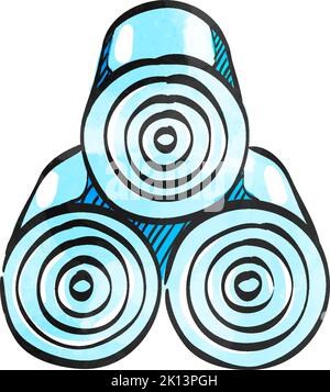 Stampa dell'icona del rotolo di carta in stile acquerello. Illustrazione Vettoriale
