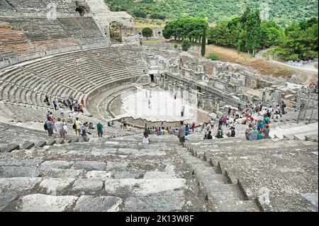 Rovine del Grande Teatro a Efeso, Turchia Foto Stock