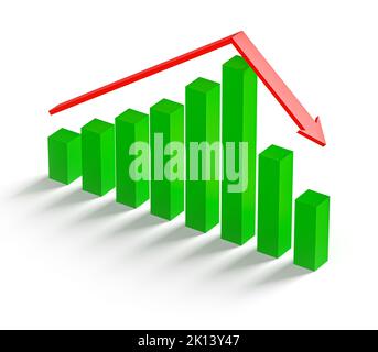 Business e il concetto di fallimento. Grafico in bancarotta con recessione. rendering 3d Foto Stock