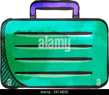 Icona della valigia business in stile acquerello. Illustrazione Vettoriale