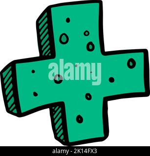 Colore simbolo matematico disegnato a mano più segno Illustrazione Vettoriale