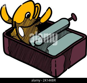 Cartoni animati a colori in scatola disegnati a mano Illustrazione Vettoriale