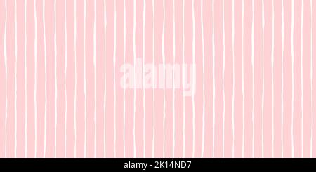 Giocoso motivo in tessuto a strisce rosa pastello chiaro e senza cuciture disegnato a mano. Carino astratto geometrico wonky linee verticali texture di sfondo. Ragazze birdd Foto Stock