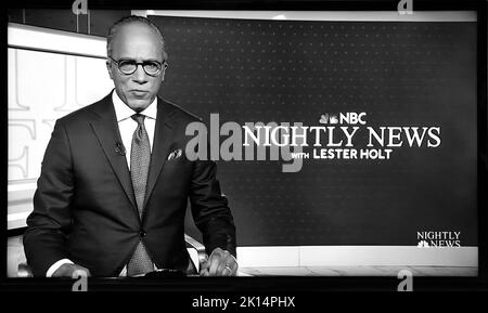 Uno screenshot televisivo di Lester Holt anchorman per la NBC Nightly News. Foto Stock