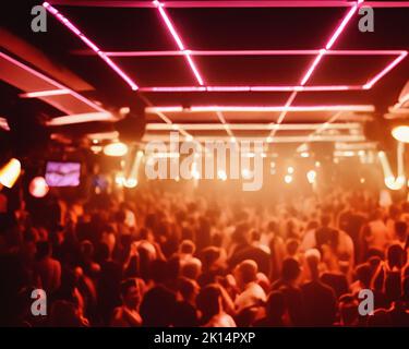 Una folla enorme di persone in un popolare night club di notte Foto Stock