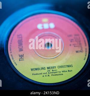Particolare dell'etichetta del singolo di Natale 1974 Wombling Merry Christmas dalle donne Foto Stock