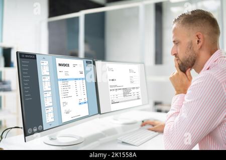 Software fattura e. Controllo estratto conto elettronico Foto Stock