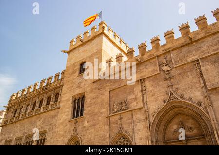 Vista sulla Lonja de la Seda a Valencia, Spagna Foto Stock