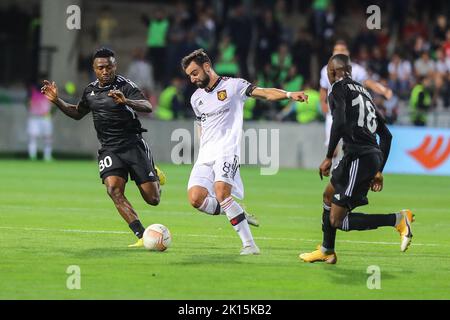 Tiraspol, Repubblica di Moldavia. 15th Set, 2022. Bruno Fernandes durante la partita della UEFA Europa League Sheriff Tiraspol vs Manchester United allo Sheriff Sports Complex, Tiraspol, Repubblica di Moldova, 15th settembre 2022 (Foto di Stefan Constantin/News Images) Credit: News Images LTD/Alamy Live News Foto Stock