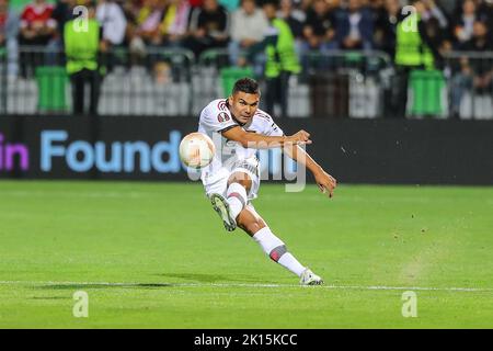 Tiraspol, Repubblica di Moldavia. 15th Set, 2022. Casemiro durante la partita della UEFA Europa League Sheriff Tiraspol vs Manchester United allo Sheriff Sports Complex, Tiraspol, Repubblica di Moldova, 15th settembre 2022 (Foto di Stefan Constantin/News Images) Credit: News Images LTD/Alamy Live News Foto Stock