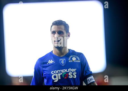 Filippo Bandinelli dell'Empoli FC guarda durante la Serie A una partita tra Empoli e Roma allo Stadio Carlo Castellani di Empoli, Italia, il 12 settembre 20 Foto Stock