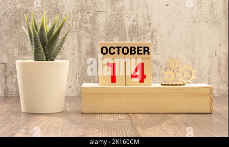 Ottobre 14, copertina calendario naturale, appuntamento Data design Foto Stock
