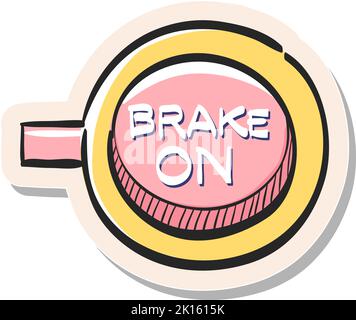 Icona del segnale del freno da corsa disegnata a mano nella figura vettoriale dello stile dell'adesivo Illustrazione Vettoriale