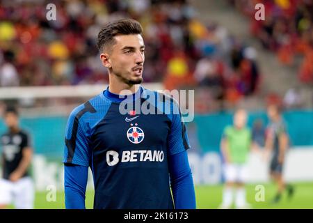 Bucarest, Romania. 16th Set, 2022. 16 settembre 2022: Andrei Vlad #99 della FCSB in vista della partita di gruppo B della UEFA Europa Conference League tra FCSB Bucarest e RSC Anderlecht allo Stadio Nazionale Arena di Bucarest, Romania ROU. Catalin Soare/Cronos Credit: Cronos/Alamy Live News Foto Stock