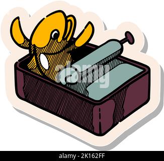 Cartoni animati disegnati a mano in stile adesivo vettoriale illustrazione Illustrazione Vettoriale