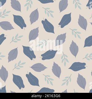 Elegante design floreale senza cuciture di rami e foglie. Fogliame ripetizione texture sfondo per tessile e stampa Illustrazione Vettoriale
