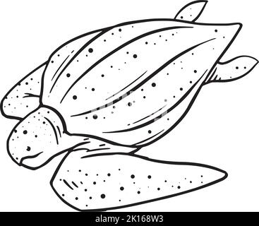 Icona tartaruga similpelle. Illustrazione vettoriale disegnata a mano. Creatura animale di mare rettilian. Illustrazione Vettoriale