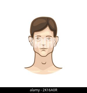 Semplice icona colorata del volto dell'uomo, icona del ritratto su bianco Illustrazione Vettoriale