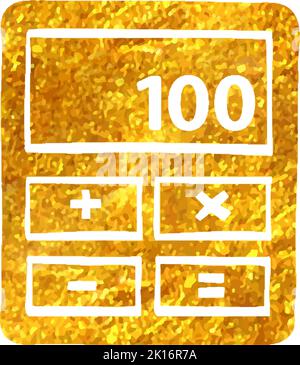 Mano disegnata calcolatrice icona in foglio d'oro trama vettore illustrazione Illustrazione Vettoriale